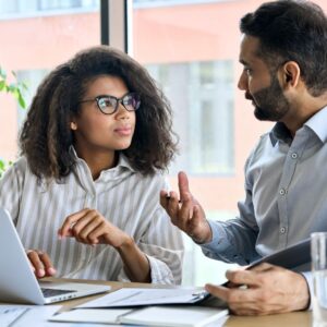 employee and mentor talking