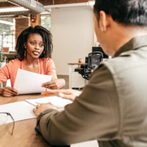 employee talking with a manager