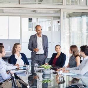 man leading a meeting