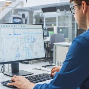 an engineer working with CAD software