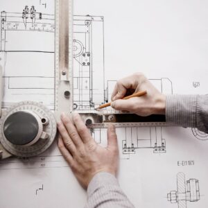 an engineer drawing a concept design