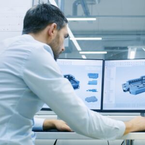 an engineer working on a CAD design