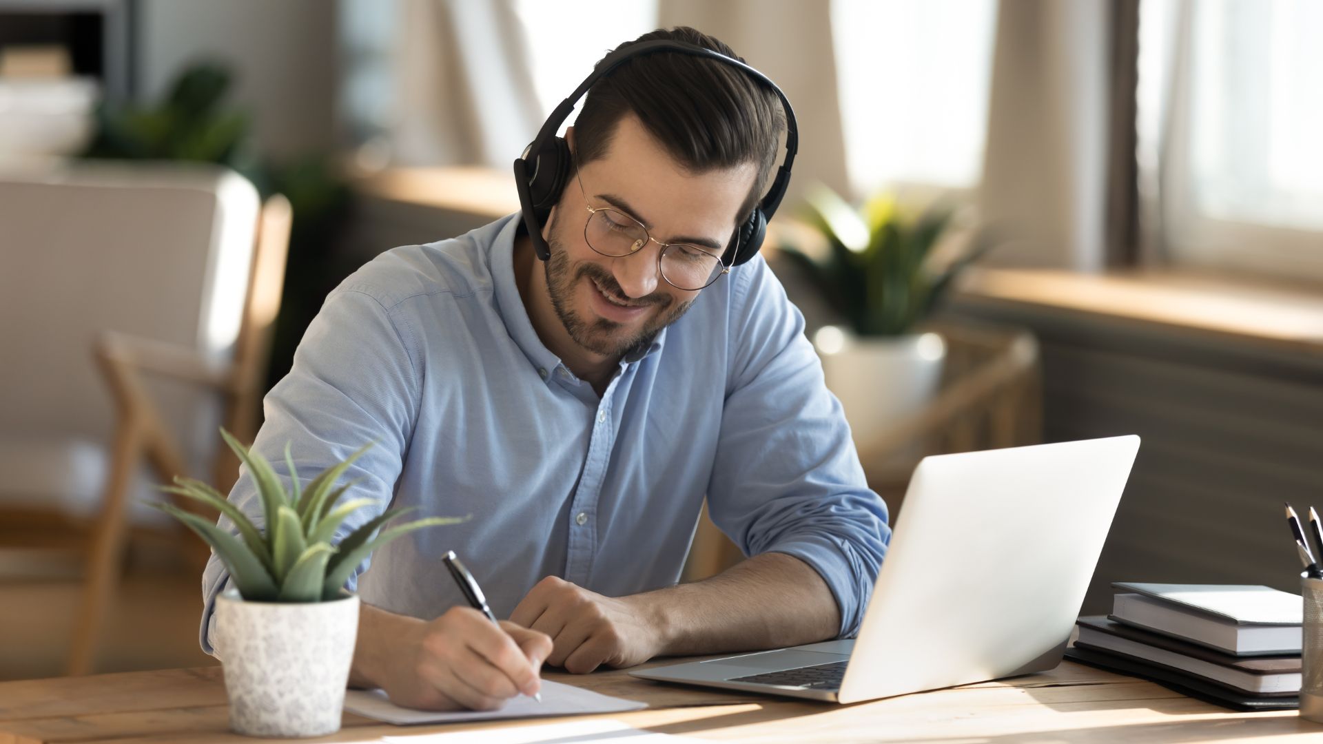 Man participating in professional development training
